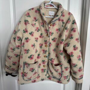 Mable Fleece Floral Jacket with Contrast Trim